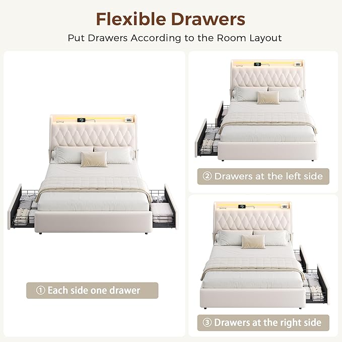 Queen LED Velvet Bed Frame