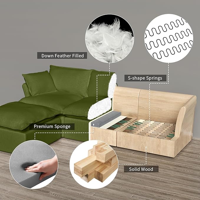 6 Seat U Shape Modular Sectional Couch Sofa
