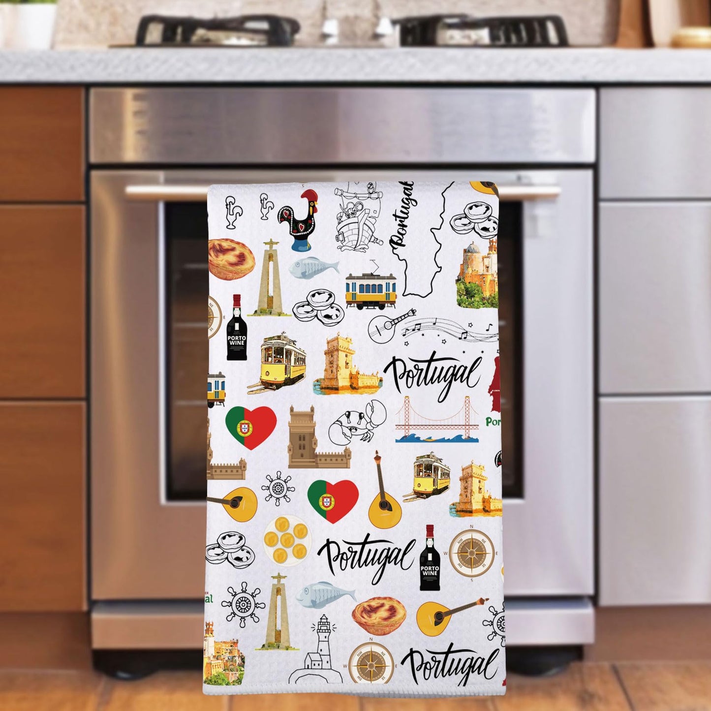 JNIAP Portugal Kitchen Towel Portugal Gifts Portuguese Kitchen Towels Portugal Housewarming Gift Portugal Dish Towels(Portuga KT)