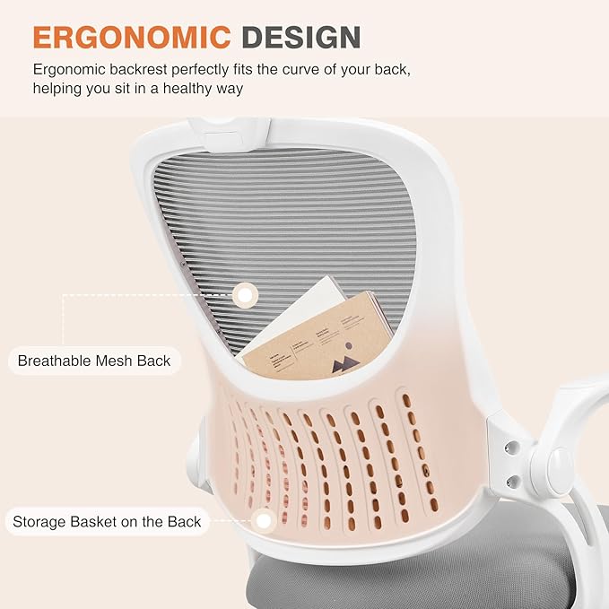 Sweetcrispy Home Office Desk Chair, Ergonomic High-Back Mesh Rolling Work