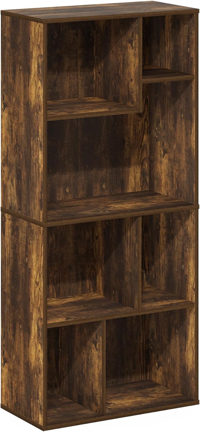 Furinno DALY Book Shelf, 7-Cube Bookshelf, Cube Storage Organizer Bookcase