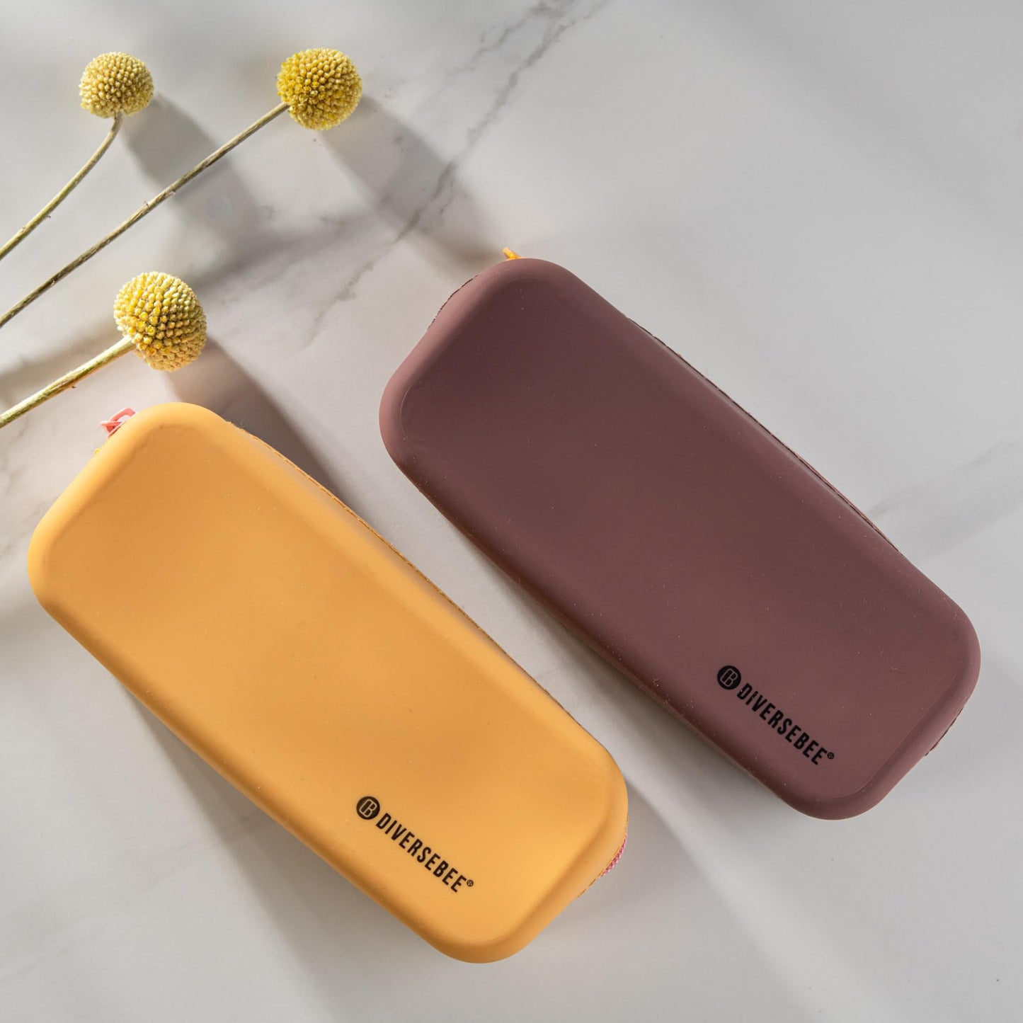 DIVERSEBEE Soft Silicone Pencil Case, Aesthetic Pencil Pouch with Zipper, Cute Pen Bag for School, Bible Journaling Supplies and Accessories, Pencil Organizer (Mango)