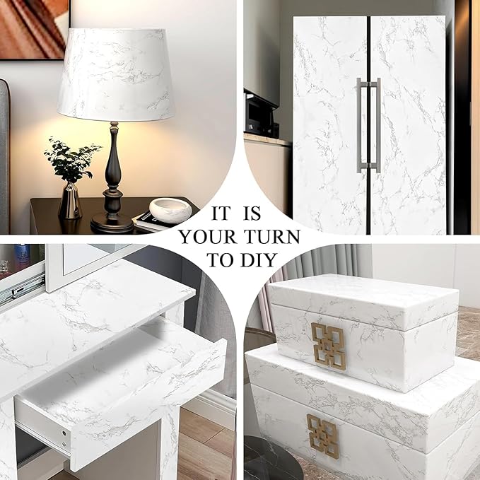 practicalWs Marble Contact Paper Peel and Stick, 15.7inch×118.1inch White Gray