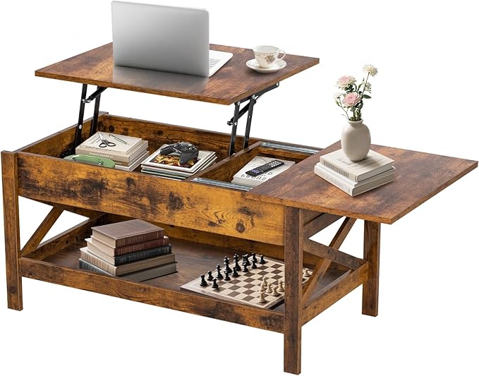 Lift Top Coffee Table with Storage, Small Coffee Table with Hidden Compartment