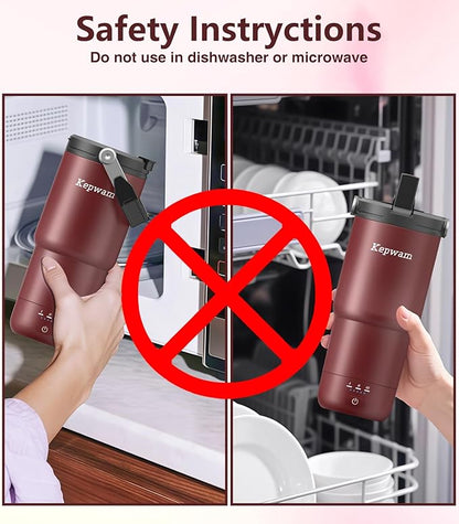 Kepwam Self-Heating Travel Mug 20oz, Temperature-Controlled Coffee Warmer Mug, Smart Travel Mugs Keep Coffee Drinks Hot, Heated Cup Great for Driver Outdoor Fits Car Cup Holders