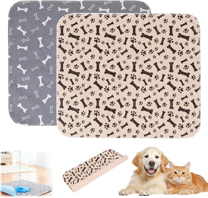 Puppy Pads with Pheromones,Washable Puppy Pee Pads for Dogs,Reusable Puppy Pads Washable for Dogs & Cats, Washable,Durable Leak-Proof & Anti-Slip Pet Training Pads for Home & Trave(Gray+Brown-2,L)