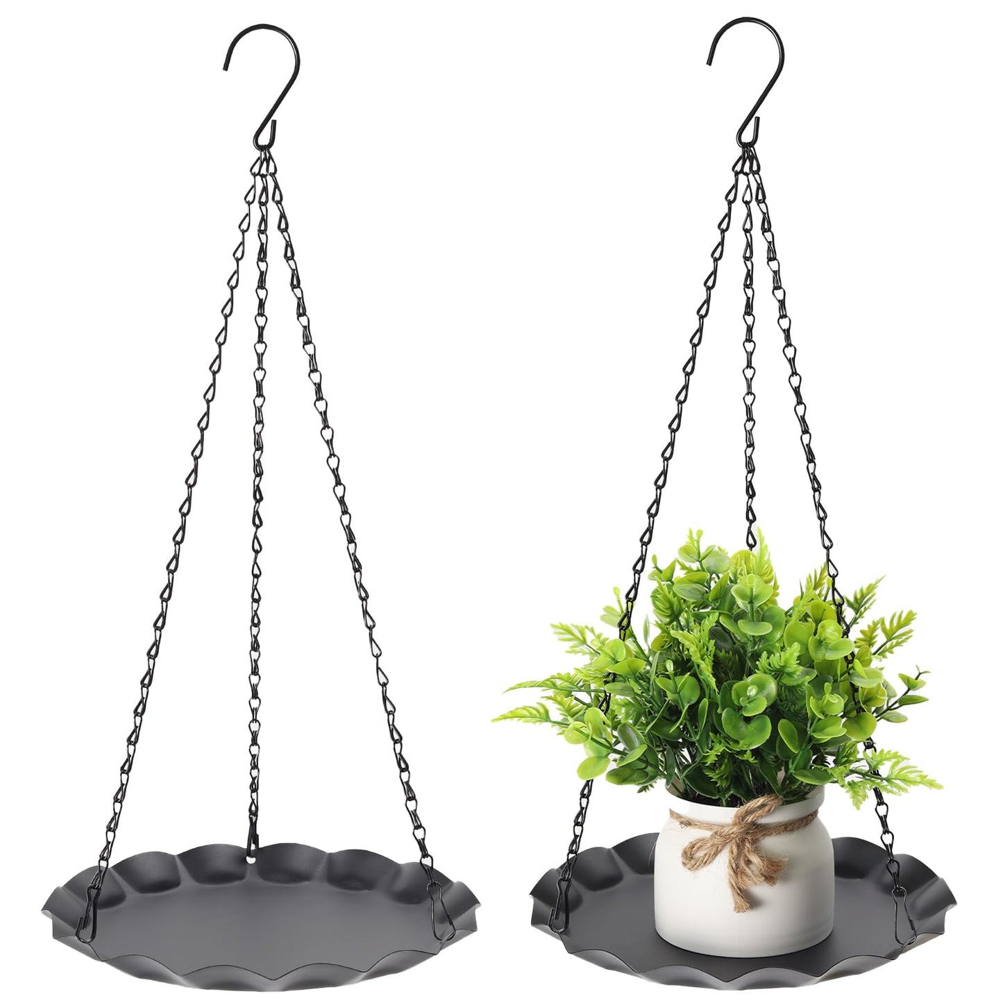 ZYUXUAN Hanging Planter for Indoor Outdoor, Plant Hanger, Plant Holder, Plant Pot Shelf Basket for Window Wall Ceiling Garden with Chains and Hooks, 2Pcs, Wavy Round