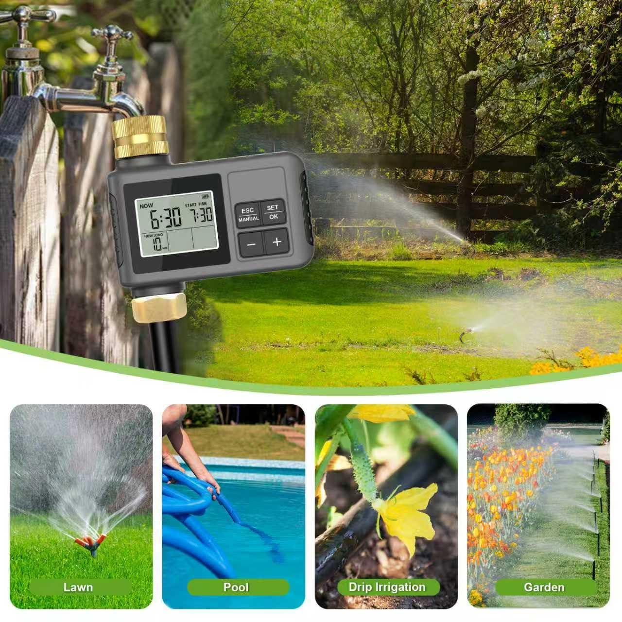 HEKIWAY 60Ft Drip Irrigation System with Smart Water Timer – Automatic Garden Watering Kit with Solid Brass Metal Connectors, 360° Adjustable Nozzles & Bendable Tubing for Garden, Greenhouse & Lawn