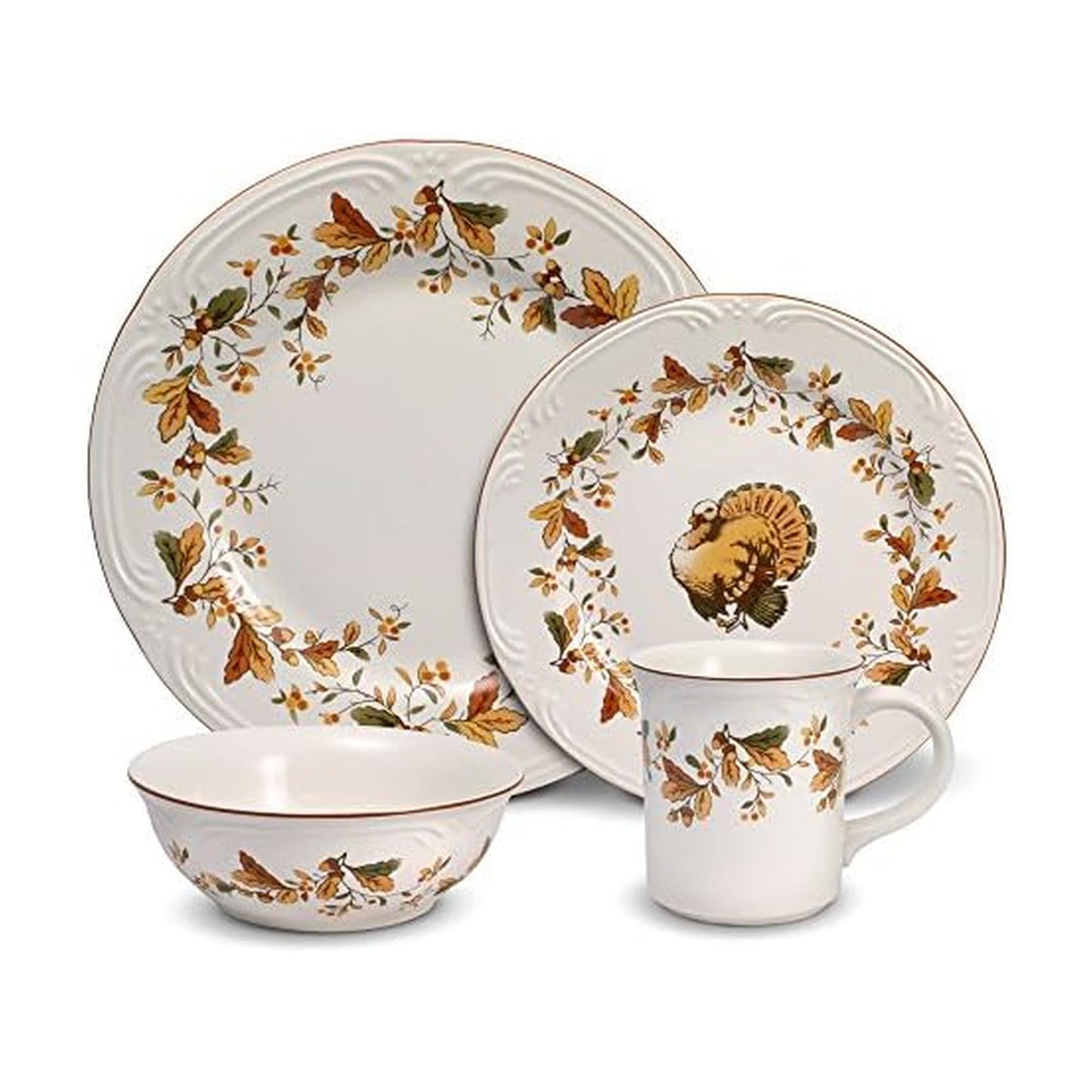 Pfaltzgraff Autumn Berry 16 Piece Dinnerware Set, Service for 4, Multi Colored