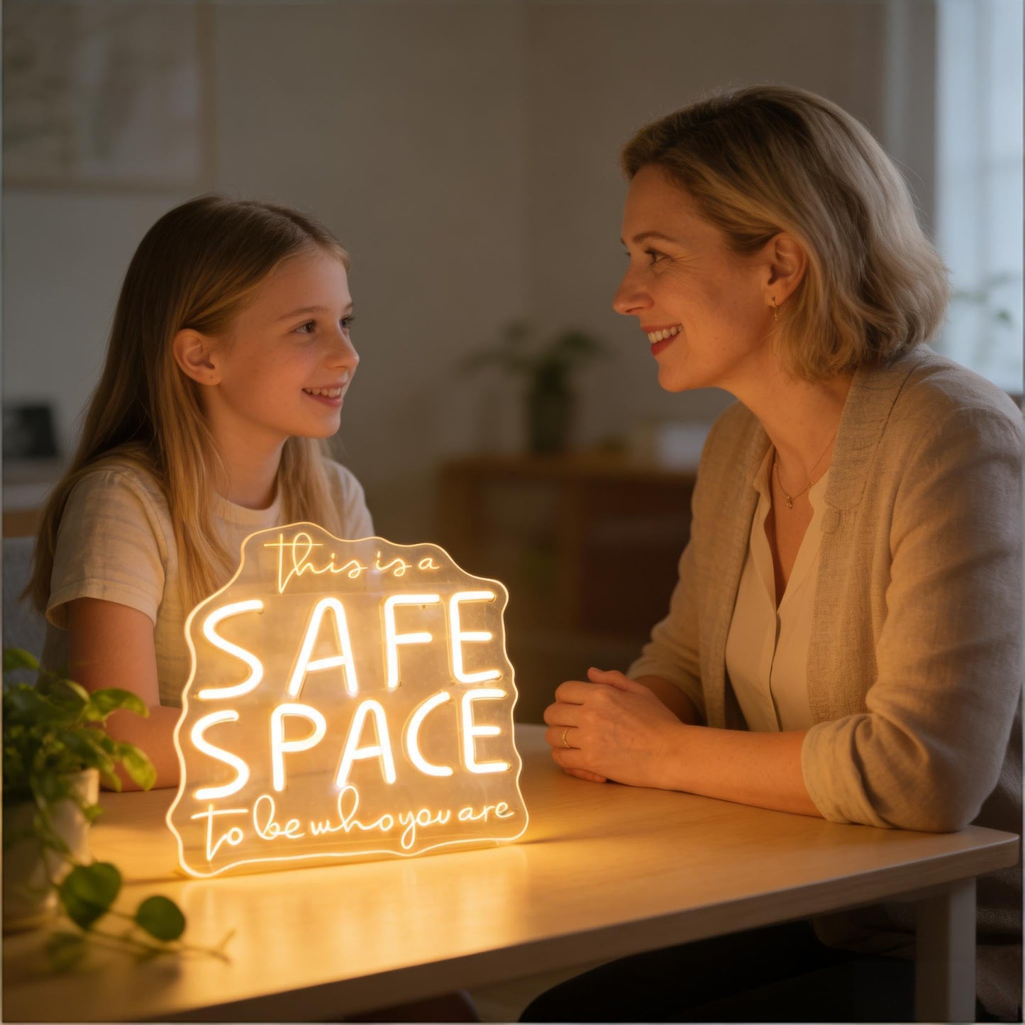 This Is A Safe Space To Be Who You Are Neon Sign, Warm White USB Powered Dimmable LED Neon Light, Home Bedroom Living Room Counseling Room Wall Table Decor 13.8 x 12.8 In