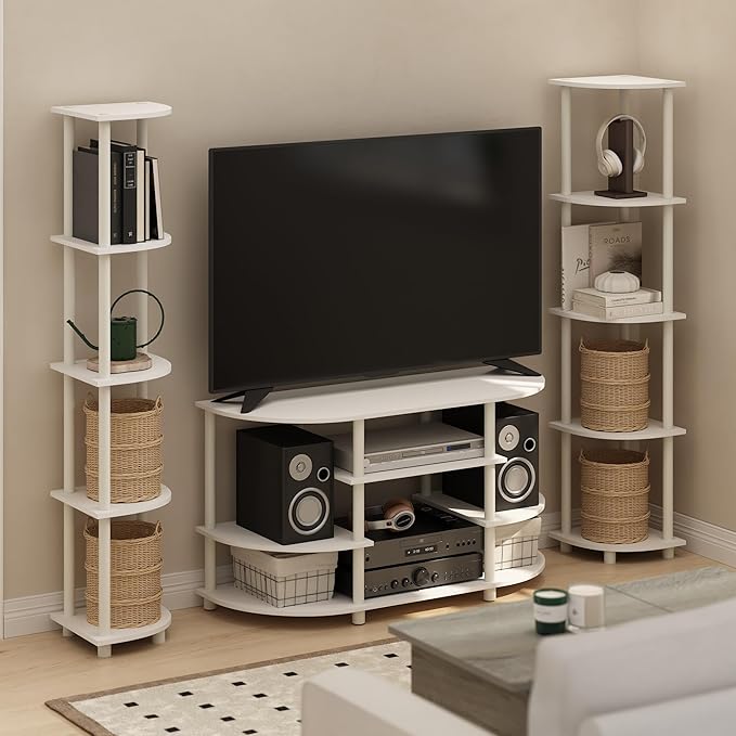 Furinno Jaya TV Stand, 4-Tier Toolless Assembly Corner Entertainment Center