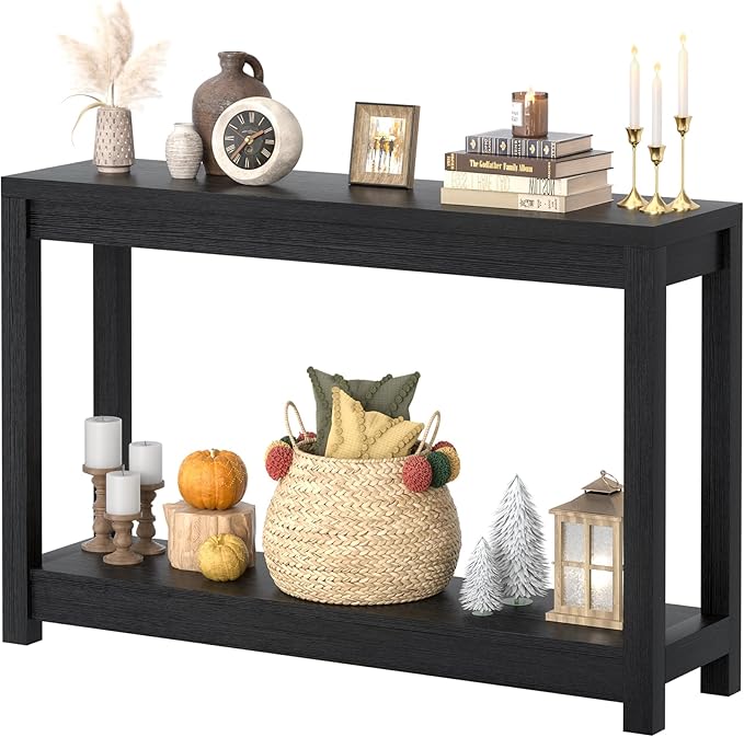 Besiost 47" Farmhouse Wood Entryway Table Narrow Console Table