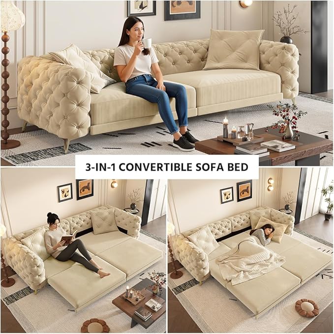 97.7" Convertible Queen Sleeper Sofa