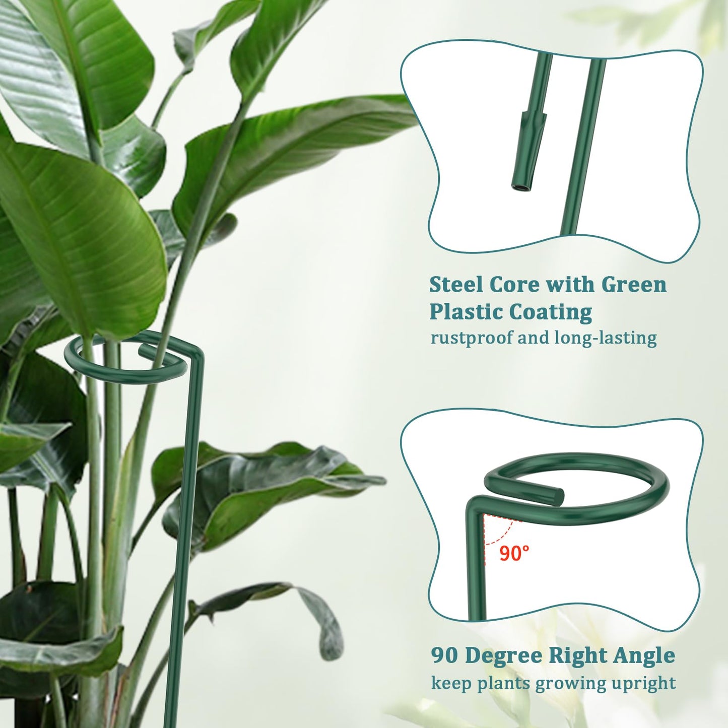 Plant Stakes for Indoor Outdoor Plants, 6 Packs 31.5 inches Plant Support Stakes with Twist Ties and Clips, Climbing Plant Sticks Garden Flower Stakes Support Hoops for Tomato, Pepper, Peony