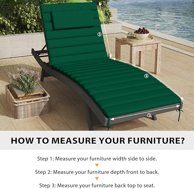 Sundale Outdoor Olefin Quilted Lounge Cushion Set of 2, Patio Foldable Chaise