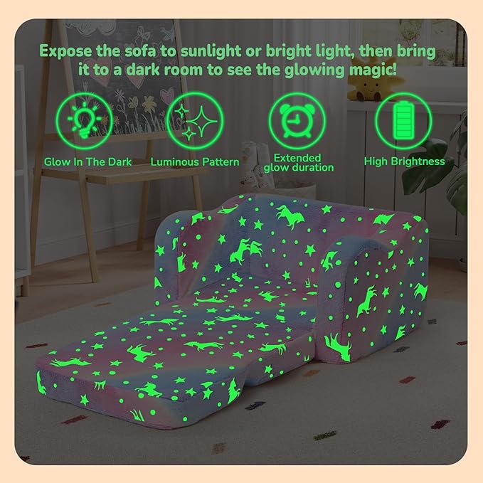MeMoreCool Glowing Rainbow Unicorn Kids Chair
