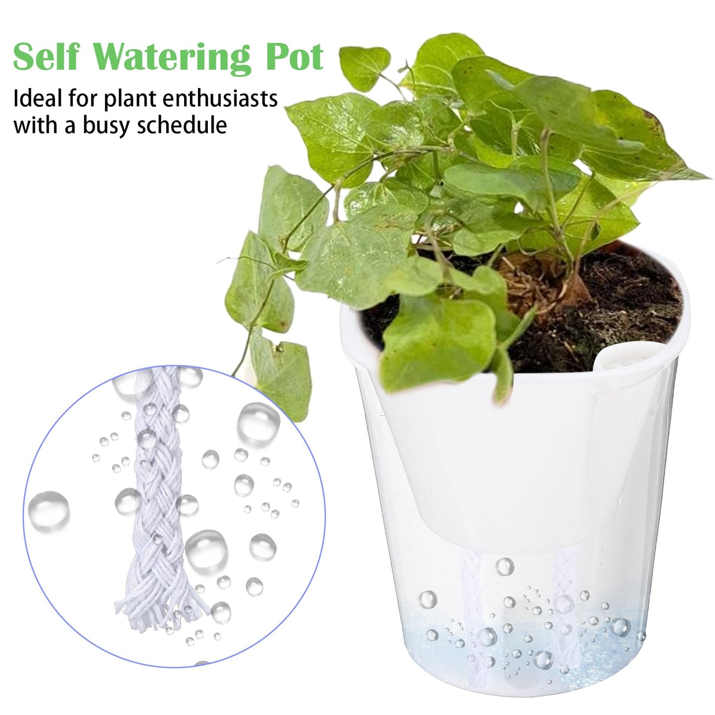 HekouJiub 20 Sets 3" Self Watering Pots, White Self Watering Planters for Indoor Plants, Small Plastic Self Watering Garden Pots with Level Indicator and Vents for House Plants, Flowers