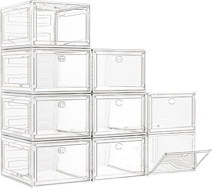 7 code Large Clear Shoe Boxes Organizer【Thicker Material】 Stronger Shoe Box