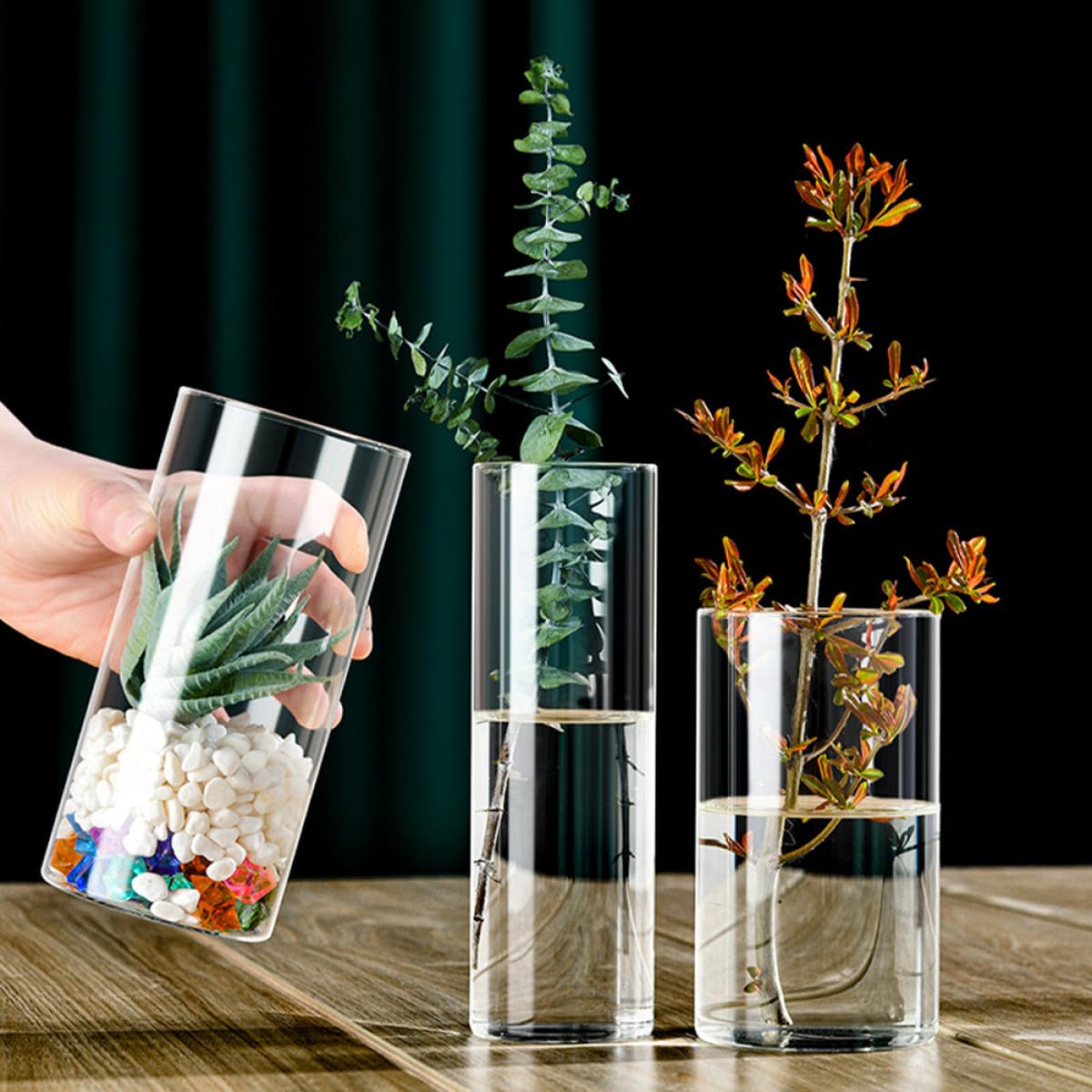 FOMIYES Glass Flower Vase Hydroponic Terrarium Vase 10cm X 25cm High Borosilicate Glass for Indoor Plant Propagation and Floral Arrangements