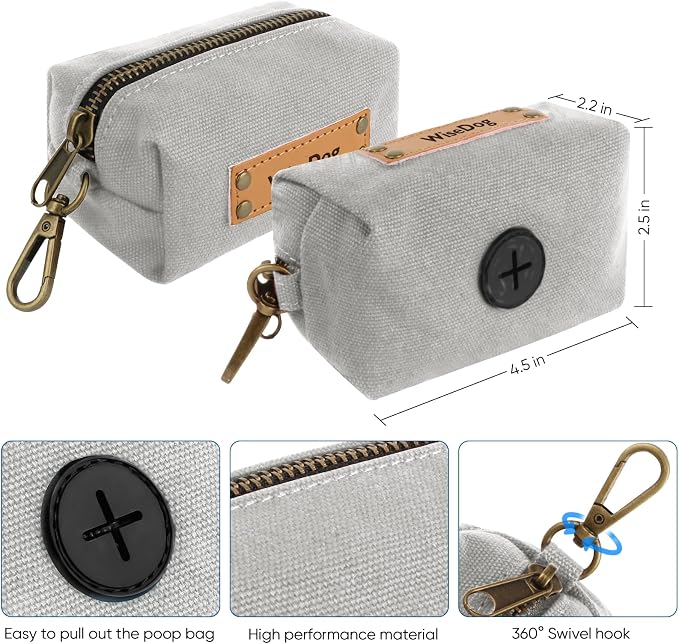 Wisedog Waterproof Dog Collar and Leash Set, XL, Grey | Adjustable Puppy Collar, Cute Tag, 6FT Dog Leash, Poop Bag Included, For Small Medium Large Dogs