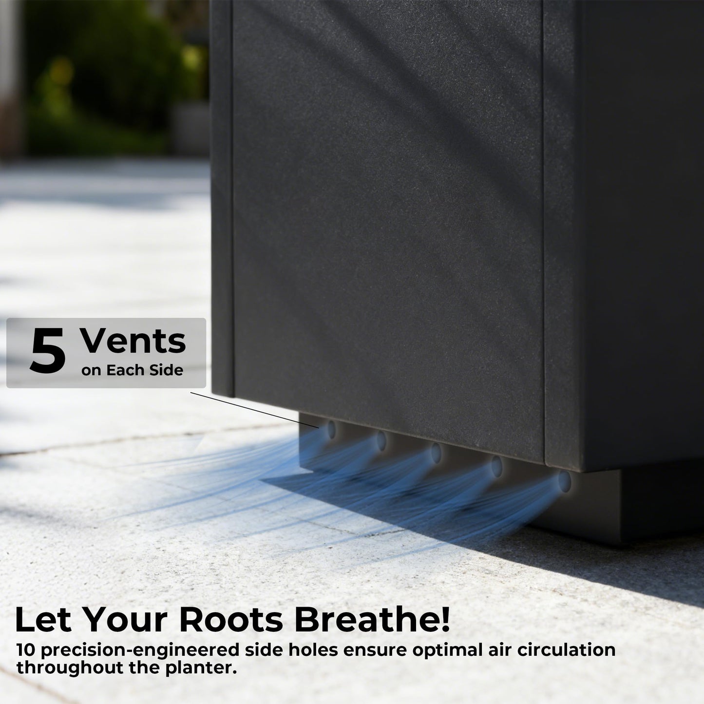 WORTH 36" Large Metal Planter Box, Outdoor Long Rectangular Tall Planter with Insert Shelf & Drainage Holes, Matte Black Standing Plants Box for Patio, Garden, Balcony, 36"Lx11"Wx32"H, Easy to Install