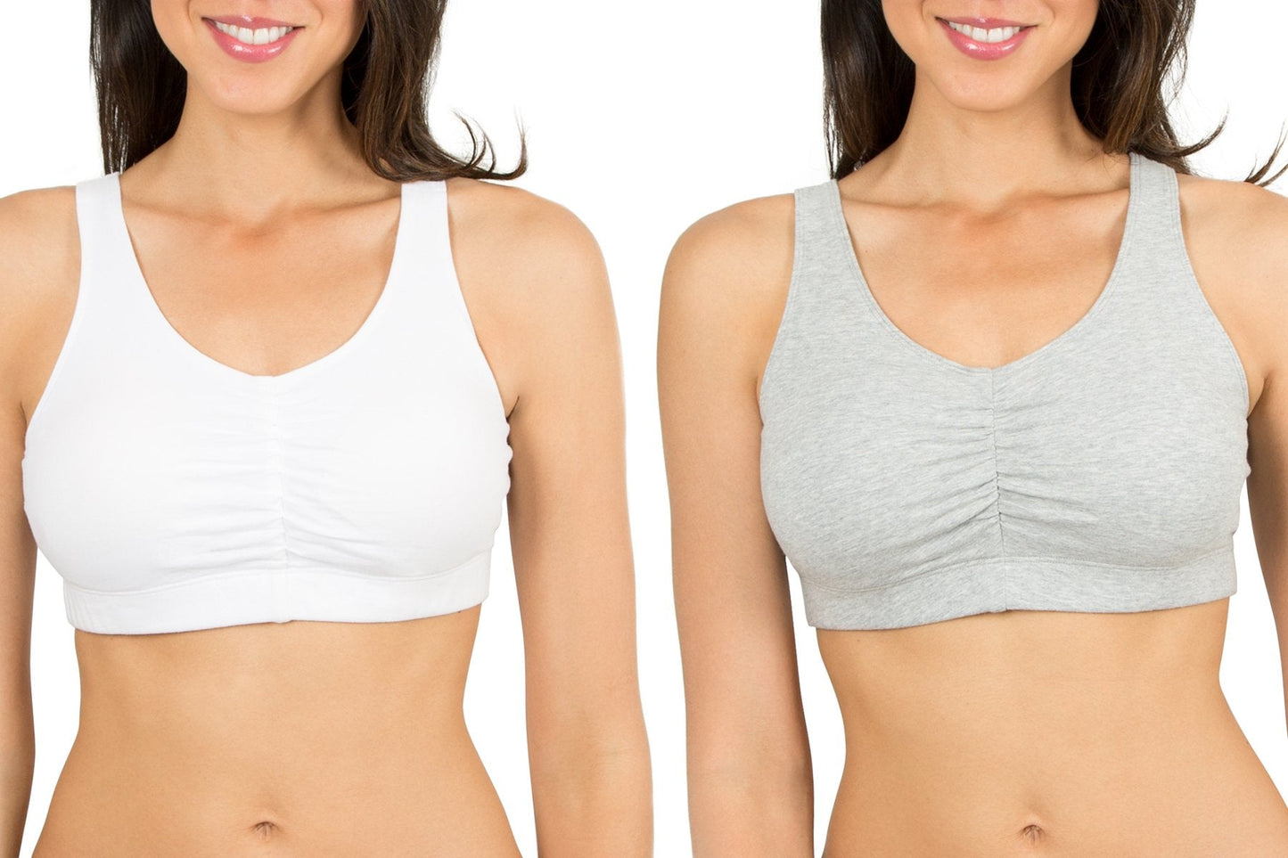 Fruit of the Loom Women's Sport Bra with Cookies , White/Heather Grey, 44(Pack of 2)