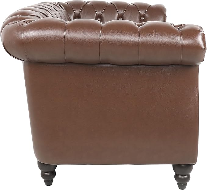 LEVNARY Leather Sofa, Chesterfield Tufted Upholstered 2 Seater Couch, Modern