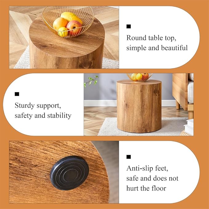Round Side Table, End Table Living Room Table, Sofa Couch Bedside Table