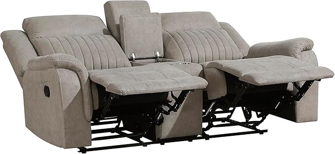 Lexicon Manual Double Reclining Loveseat, Polished Microfiber Manual Wall