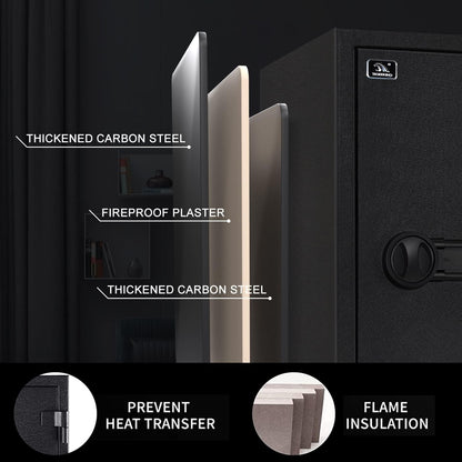 TIGERKING Fireproof Safe, 3.47 Cubic Feet Safe Box, Large Steel Money Safe Home Safes with Digital Lock for Home and Office
