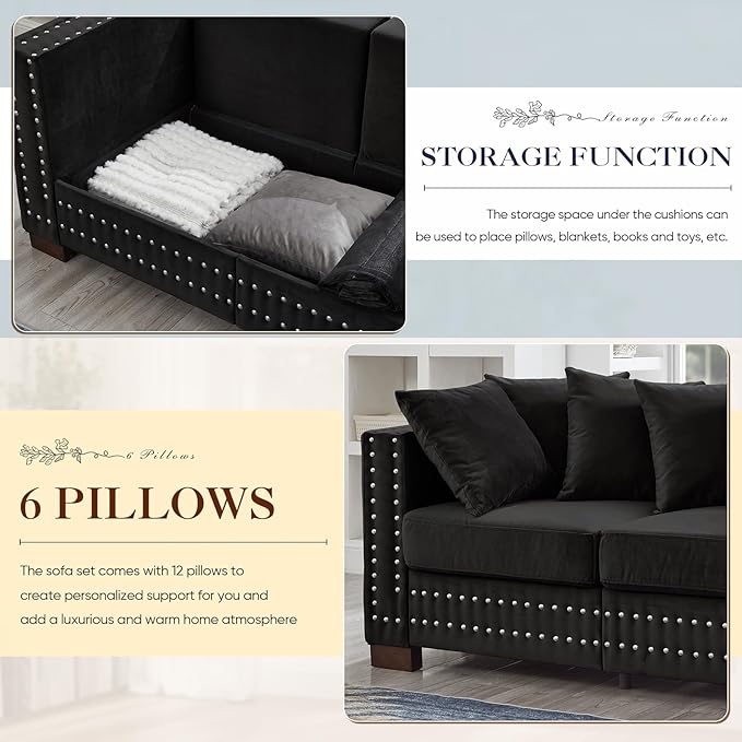 60.5"W Loveseat Sofa, Velvet Mid Century Modern Couch