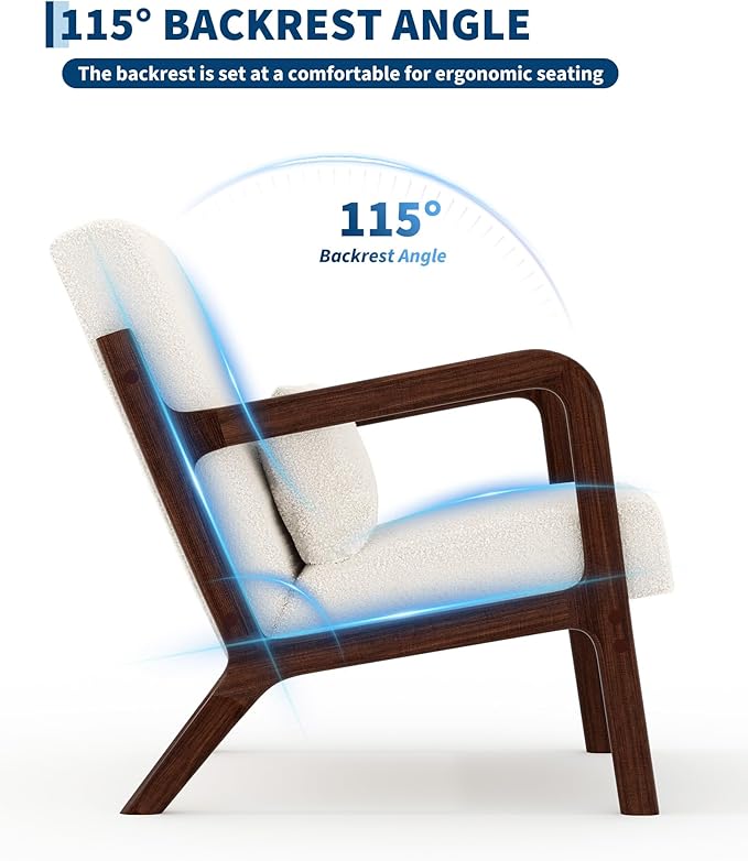 Garvee Mid-Century Accent Chair Set of 2, Sherpa Upholstery, Cozy Reading Chair