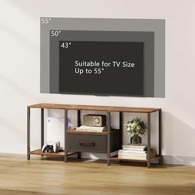 JARHETUN TV Stand with Fabric Drawer