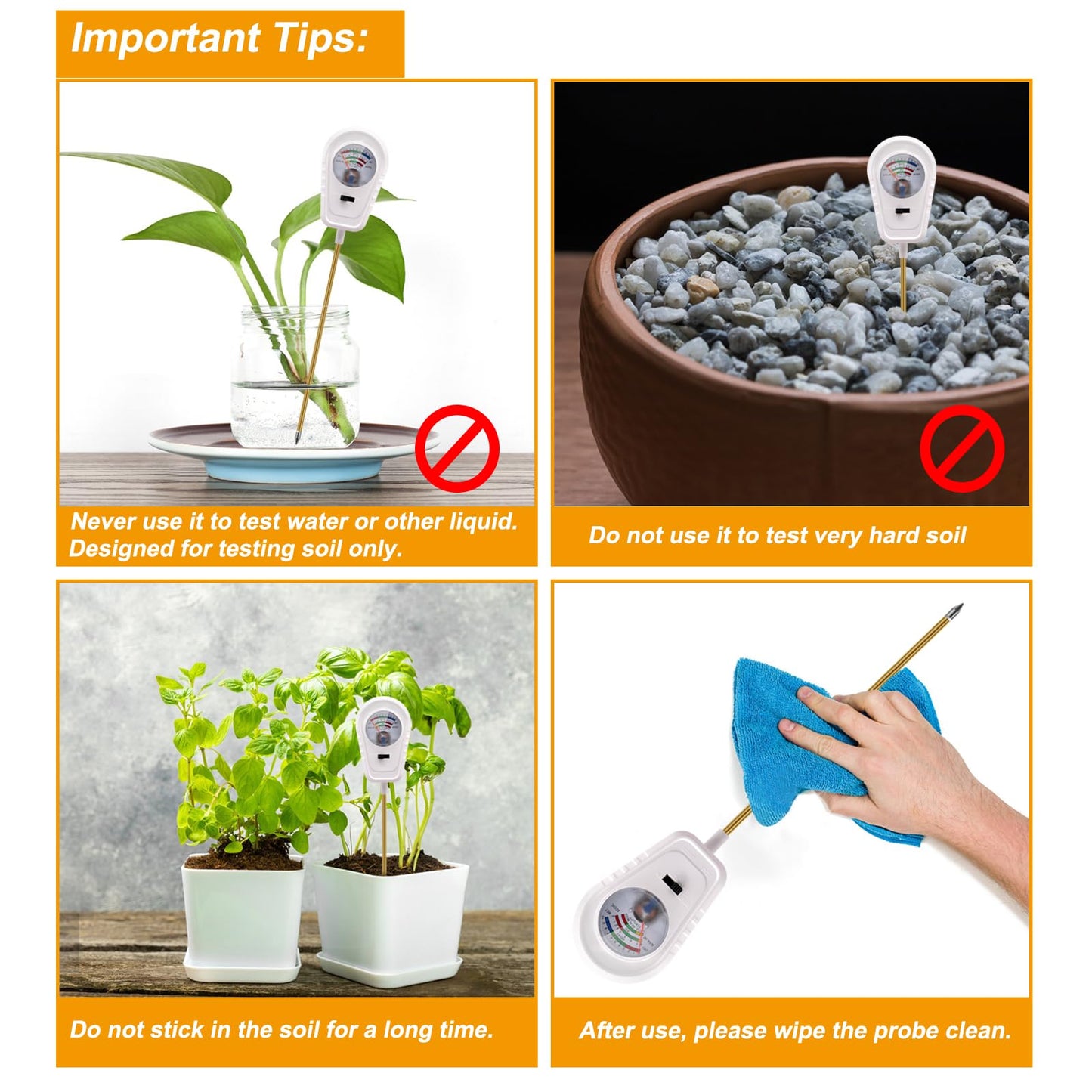 Aenncci Soil Test Kit 3-in-1, Soil Moisture Meter, Soil PH Meter, Fertility Soil Tester, Soil Tester for Garden, Lawn, Farm, Outdoor & Indoor Use (Snow Glow White)