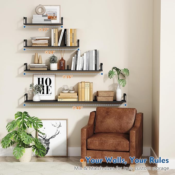 Harwaya Wall Mounted Bookshelf, Floating Bookshelves