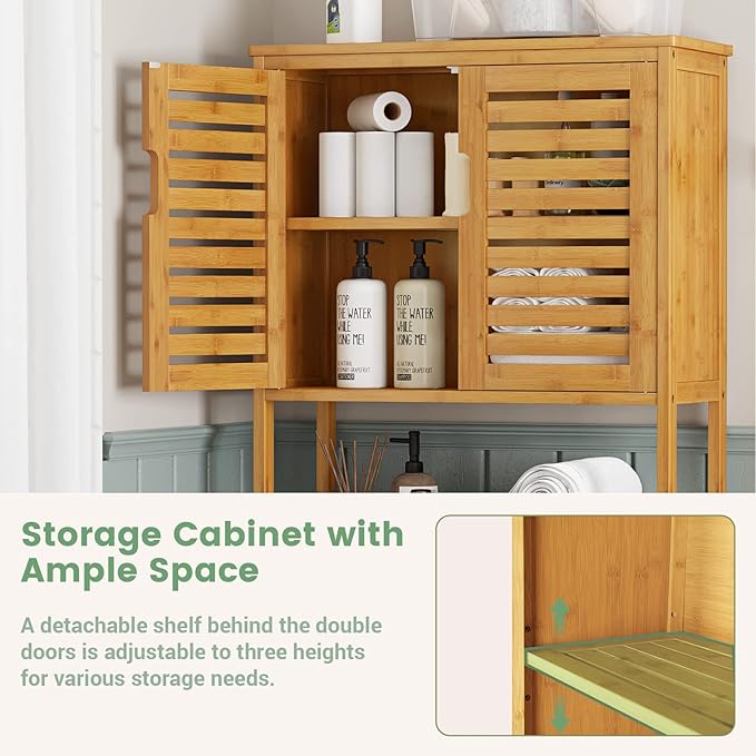VIAGDO Over The Toilet Storage Cabinet, Tall Bathroom Cabinet Organizer