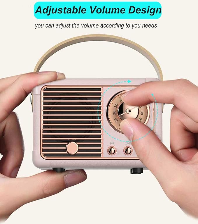 Dosmix Retro Bluetooth Speaker, Vintage Decor, Small Wireless Bluetooth Speaker, Cute Old Fashion Style for Kitchen Desk Bedroom Office Outdoor,Birthday Gifts Ideas for Women Teenage