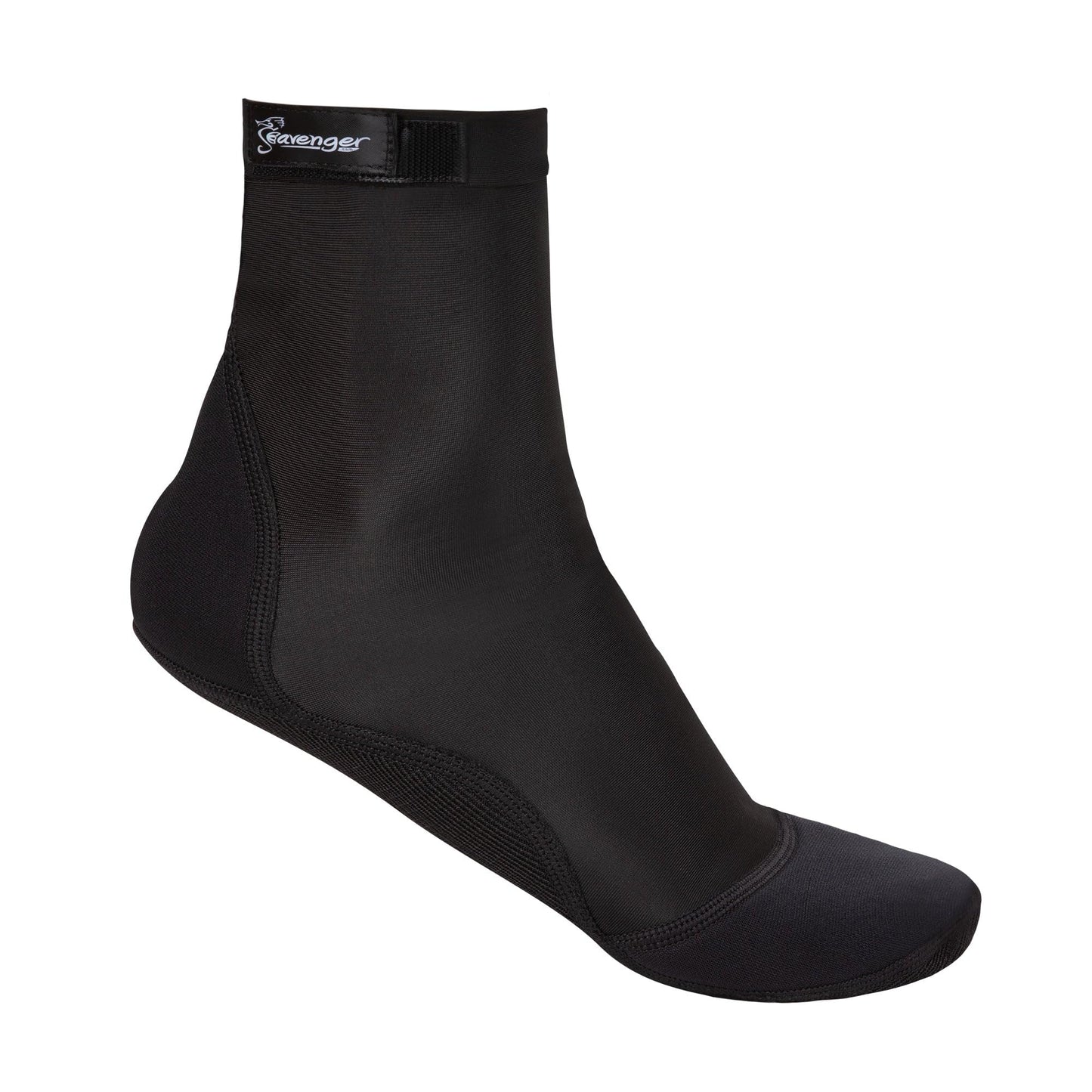 Seavenger High Cut Beach Socks with Grip Sole for Sand, Volleyball, Snorkeling, Diving, Wading (Black, 4X-Small)