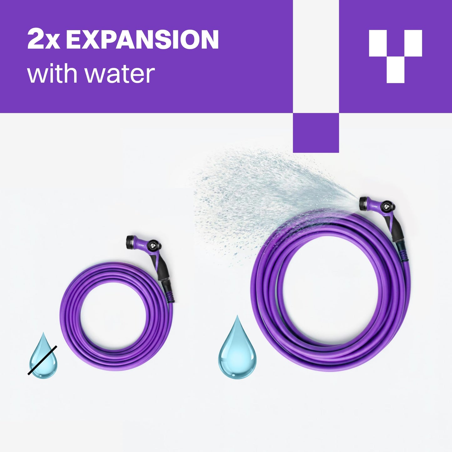 YUNIGO RELAX 100ft Expandable Purple Garden Hose – Lightweight No-Kink Design with Durable Aluminum Couplings, Spray Nozzle & Hose Mender for Home & Garden Watering
