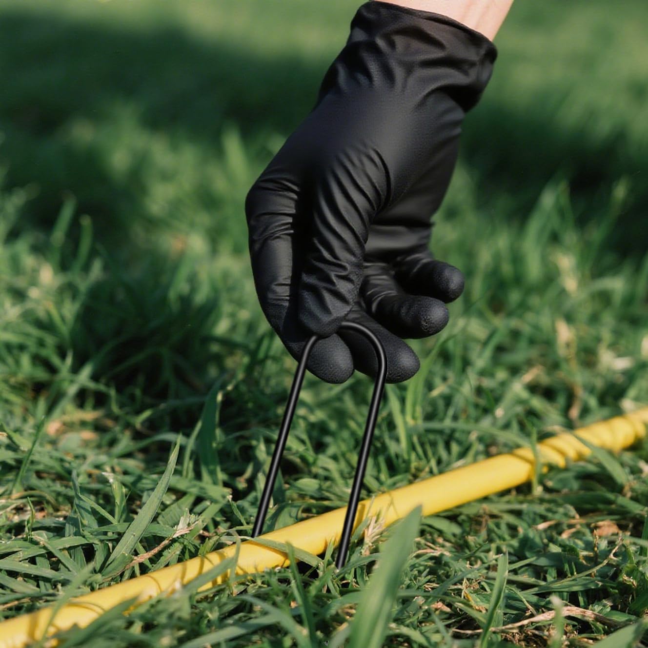 4 inch 25 Pack U Shape Black Garden Stakes,11 Gauge Garden Pins,U-Shaped Tent Stakes,Galvanized Landscape Staples for Yard Lawn,Tube, Landscape Fabrics,Irrigation Hose and Weed Barriers.