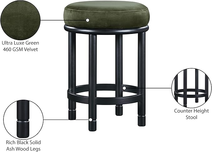Meridian Furniture 977Green-C Monette Collection Art Deco Counter Stool