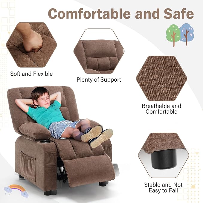 BOSMILLER Kids Recliner Chair， Push Back Toddler Recliner