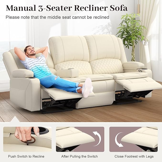 Yolsali 3 Seater Recliner Sofa Set
