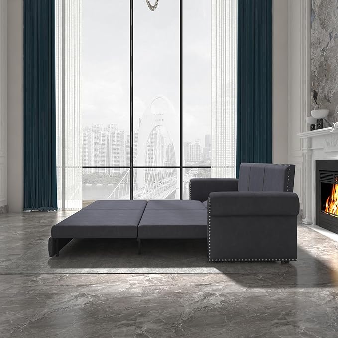 93.7" King Pull Out Sofa Bed, 3 in 1 Convertible Sleeper Sofa Couch 3-Seater