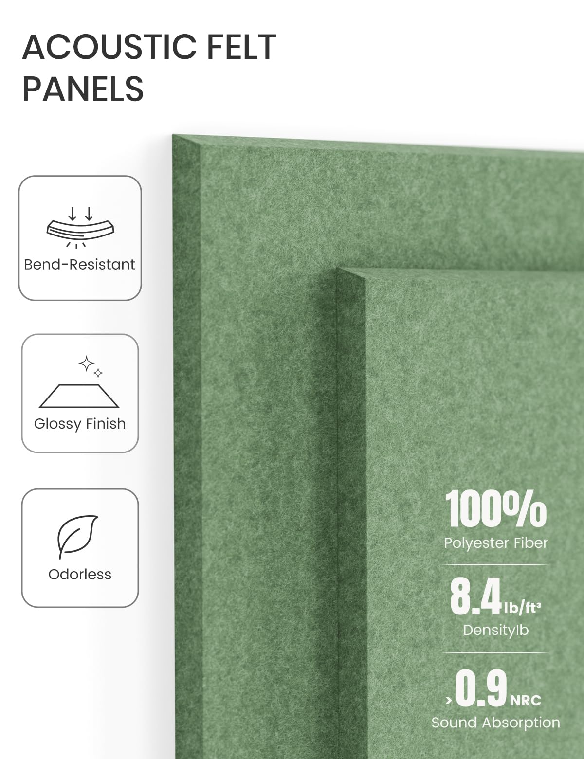 Felt Bulletin Board Tiles -28"x18" Cork Board Alternative for Office Decor, Push Pin Board Wall Organizer 6-Pack -Moss Green