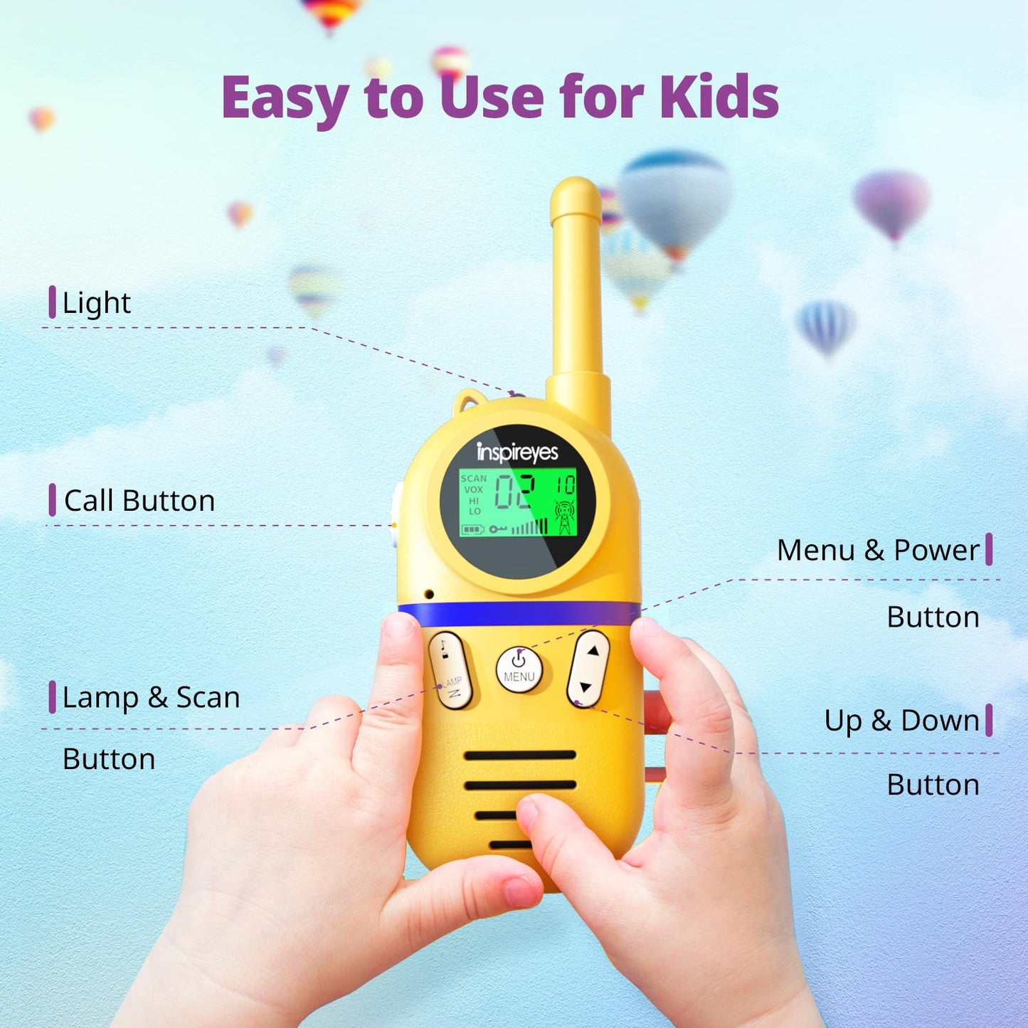 Inspireyes Walkie Talkies for Kids Rechargeable,Toys for Boys and Girls Ages 3-12, 3 Pack Long Range 2-Way Radios, Birthday Gifts,Christmas Stockings, Outdoor Play, Family Games, Hiking Camping Gear