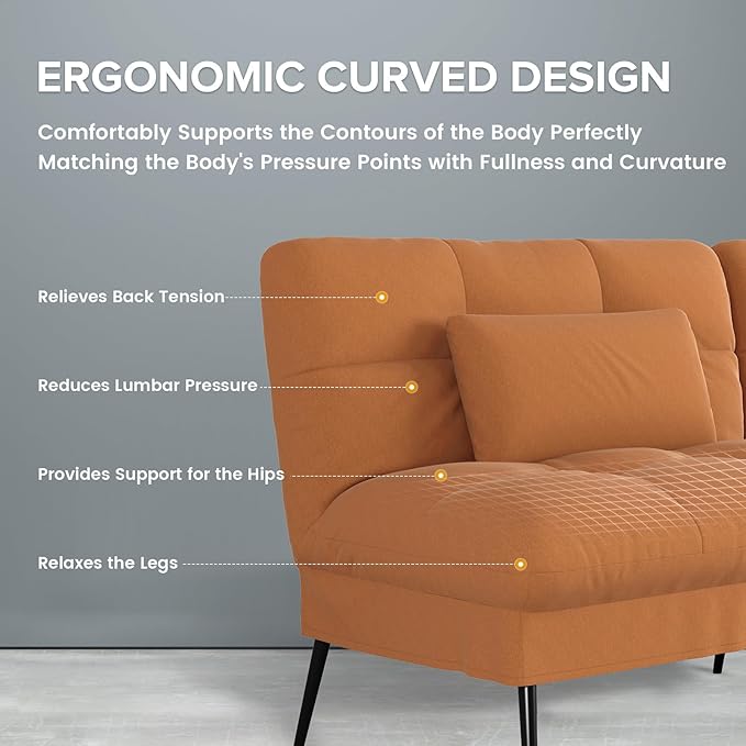 COMHOMA 72″ Futon Sofa Bed, Convertible Fabric Futons Couch