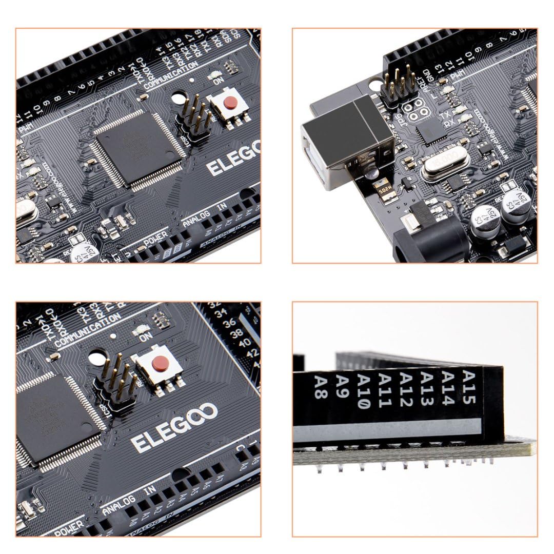 ELEGOO MEGA R3 Board ATmega 2560 + USB Cable Compatible with Arduino IDE Projects RoHS Compliant