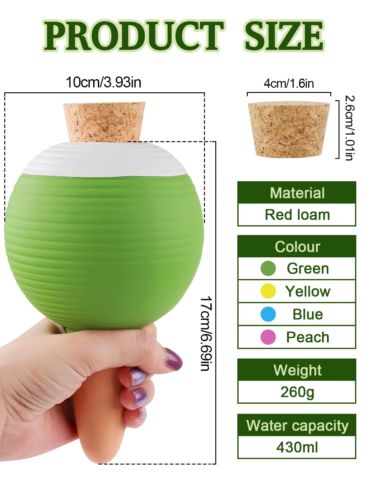 4Pcs Plant Watering Globes, Kalolary Large Terracotta Automatic Watering Stake Devices with Wooden Stopper for Pots, Planters, Indoor, Outdoor
