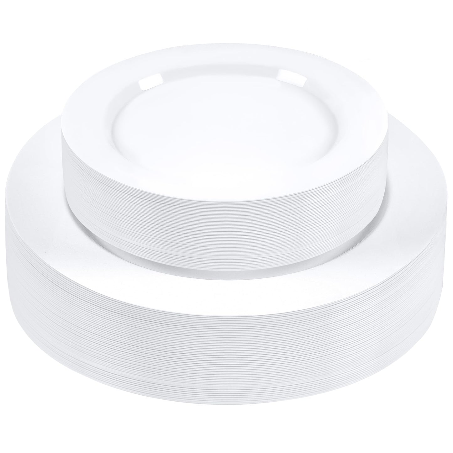 SETUP 60-Piece White Plastic Dinnerware Set – 30 10.25" Dinner & 30 7.5" Salad Plates – Heavy-Duty Disposable for Weddings, Catering, Parties